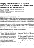 Cover page: Imaging-Based Prevalence of Superior Labral Anterior-Posterior Tears Significantly Increases in the Aging Shoulder.