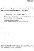 Cover page: Mechanism of fatigue in micron-scale films of polycrystalline silicon for microelectromechanical applications