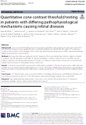 Cover page: Quantitative cone contrast threshold testing in patients with differing pathophysiological mechanisms causing retinal diseases.