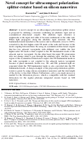 Cover page: Novel concept for ultracompact polarization splitter-rotator based on silicon nanowires