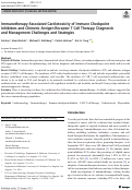 Cover page: Immunotherapy-Associated Cardiotoxicity of Immune Checkpoint Inhibitors and Chimeric Antigen Receptor T Cell Therapy: Diagnostic and Management Challenges and Strategies.