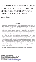 Cover page: “My Abortion Made Me a Good Mom”: An Analysis of the Use of Motherhood Identity to Dispel Abortion Stigma