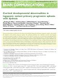 Cover page: Cortical developmental abnormalities in logopenic variant primary progressive aphasia with dyslexia