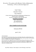 Cover page: Executives' Perceptions of the Business Value of Information Technology: A Process-Oriented Approach