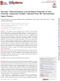 Cover page: Genomic Characterization and Virulence Potential of Two Fusarium oxysporum Isolates Cultured from the International Space Station
