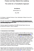 Cover page: Product and Raw Material Eco_Labeling: The Limits for a Transatlantic Approach