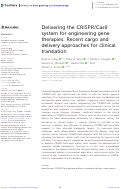 Cover page: Delivering the CRISPR/Cas9 system for engineering gene therapies: Recent cargo and delivery approaches for clinical translation