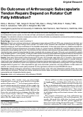 Cover page: Do Outcomes of Arthroscopic Subscapularis Tendon Repairs Depend on Rotator Cuff Fatty Infiltration?