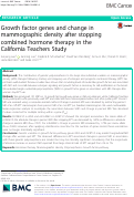 Cover page: Growth factor genes and change in mammographic density after stopping combined hormone therapy in the California Teachers Study