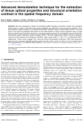 Cover page: Advanced demodulation technique for the extraction of tissue optical properties and structural orientation contrast in the spatial frequency domain