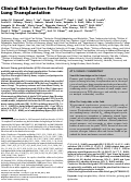 Cover page: Clinical Risk Factors for Primary Graft Dysfunction after Lung Transplantation