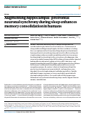 Cover page: Augmenting hippocampal-prefrontal neuronal synchrony during sleep enhances memory consolidation in humans.