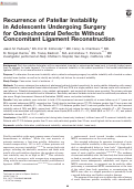 Cover page: Recurrence of Patellar Instability in Adolescents Undergoing Surgery for Osteochondral Defects Without Concomitant Ligament Reconstruction