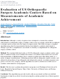 Cover page: Evaluation of US Orthopaedic Surgery Academic Centers Based on Measurements of Academic Achievement.