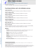 Cover page: Psychological distress and in&nbsp;vitro fertilization outcome