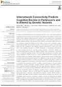 Cover page: Internetwork Connectivity Predicts Cognitive Decline in Parkinson’s and Is Altered by Genetic Variants