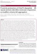 Cover page: Proximity proteomics of C9orf72 dipeptide repeat proteins identifies molecular chaperones as modifiers of poly-GA aggregation