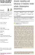 Cover page: Acoustic signalling and behaviour of Antarctic minke whales (Balaenoptera bonaerensis).