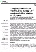 Cover page: A perfect storm: examining the synergistic effects of negative and positive emotional instability on promoting weight loss activities in anorexia nervosa.