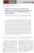 Cover page: Adolescent Predictors of Incidence and Persistence of Suicide‐Related Outcomes in Young Adulthood: A Longitudinal Study of Mexican Youth