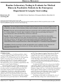 Cover page: Routine Laboratory Testing to Evaluate for Medical Illness in Psychiatric Patients in the Emergency Department Is Largely Unrevealing