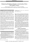 Cover page: Measuring Workplace Climate in Community Clinics and Health Centers.