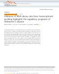 Cover page: Inference of RNA decay rate from transcriptional profiling highlights the regulatory programs of Alzheimer’s disease