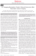 Cover page: CT Imaging Biomarkers Predict Clinical Outcomes After Pancreatic Cancer Surgery.