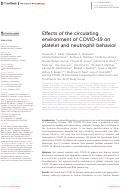 Cover page: Effects of the circulating environment of COVID-19 on platelet and neutrophil behavior