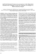 Cover page: Antibiotic-Resistant Streptococcus pneumoniae in the Heptavalent Pneumococcal Conjugate Vaccine Era: Predictors of Carriage in a Multicommunity Sample