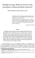 Cover page: Daylight savings: What an answer to the perceptual variation problem cannot be