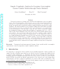 Cover page: Sample Complexity Analysis for Learning Overcomplete Latent Variable Models through Tensor Methods