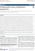 Cover page: Predicting the course of Alzheimer’s progression