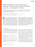 Cover page: RAD51C deficiency in mice results in early prophase I arrest in males and sister chromatid separation at metaphase II in females