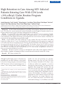 Cover page: High Retention in Care Among HIV-Infected Patients Entering Care With CD4 Levels &gt;350 cells/μL Under Routine Program Conditions in Uganda