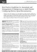 Cover page: Best Practice Guidelines for Assessment and Management of Osteoporosis in Adult Patients Undergoing Elective Spinal Reconstruction