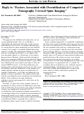 Cover page: Reply to “Factors Associated with Overutilization of Computed Tomography Cervical Spine Imaging”