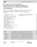 Cover page: Rivaroxaban for Preventing Venous Thromboembolism in High-Risk Ambulatory Patients with Cancer: Rationale and Design of the CASSINI Trial