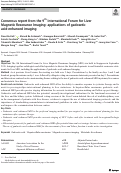 Cover page: Consensus report from the 9th International Forum for Liver Magnetic Resonance Imaging: applications of gadoxetic acid-enhanced imaging