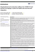 Cover page: Organizational and community resilience for COVID-19 and beyond: Leveraging a system for health and social services integration.