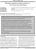 Cover page: Takotsubo Syndrome in African American vs.	 Non-African American Women