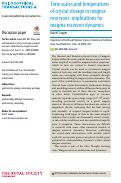 Cover page: Time scales and temperatures of crystal storage in magma reservoirs: implications for magma reservoir dynamics