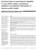 Cover page: Universal opt-out screening for hepatitis C virus (HCV) within correctional facilities is an effective intervention to improve public health