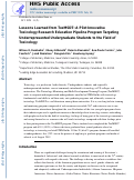 Cover page: Lessons Learned from ToxMSDT: A Pilot Innovative Toxicology Research Education Pipeline Program Targeting Underrepresented Undergraduate Students to the Field of Toxicology.