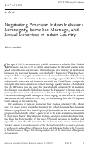 Cover page: Negotiating American Indian Inclusion: Sovereignty, Same-Sex Marriage, and Sexual Minorities in Indian Country