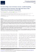 Cover page: Survivorship care in breast cancer: understanding implementation barriers through the lens of the Theoretical Domains Framework