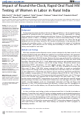 Cover page: Impact of Round-the-Clock, Rapid Oral Fluid HIV Testing of Women in Labor in Rural India