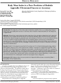 Cover page: Body Mass Index is a Poor Predictor of Bedside Appendix Ultrasound Success or Accuracy