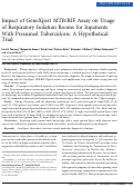 Cover page: Impact of GeneXpert MTB/RIF Assay on Triage of Respiratory Isolation Rooms for Inpatients With Presumed Tuberculosis: A Hypothetical Trial