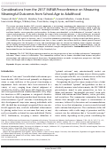 Cover page: Considerations from the 2017 IMFAR Preconference on Measuring Meaningful Outcomes from School-Age to Adulthood.